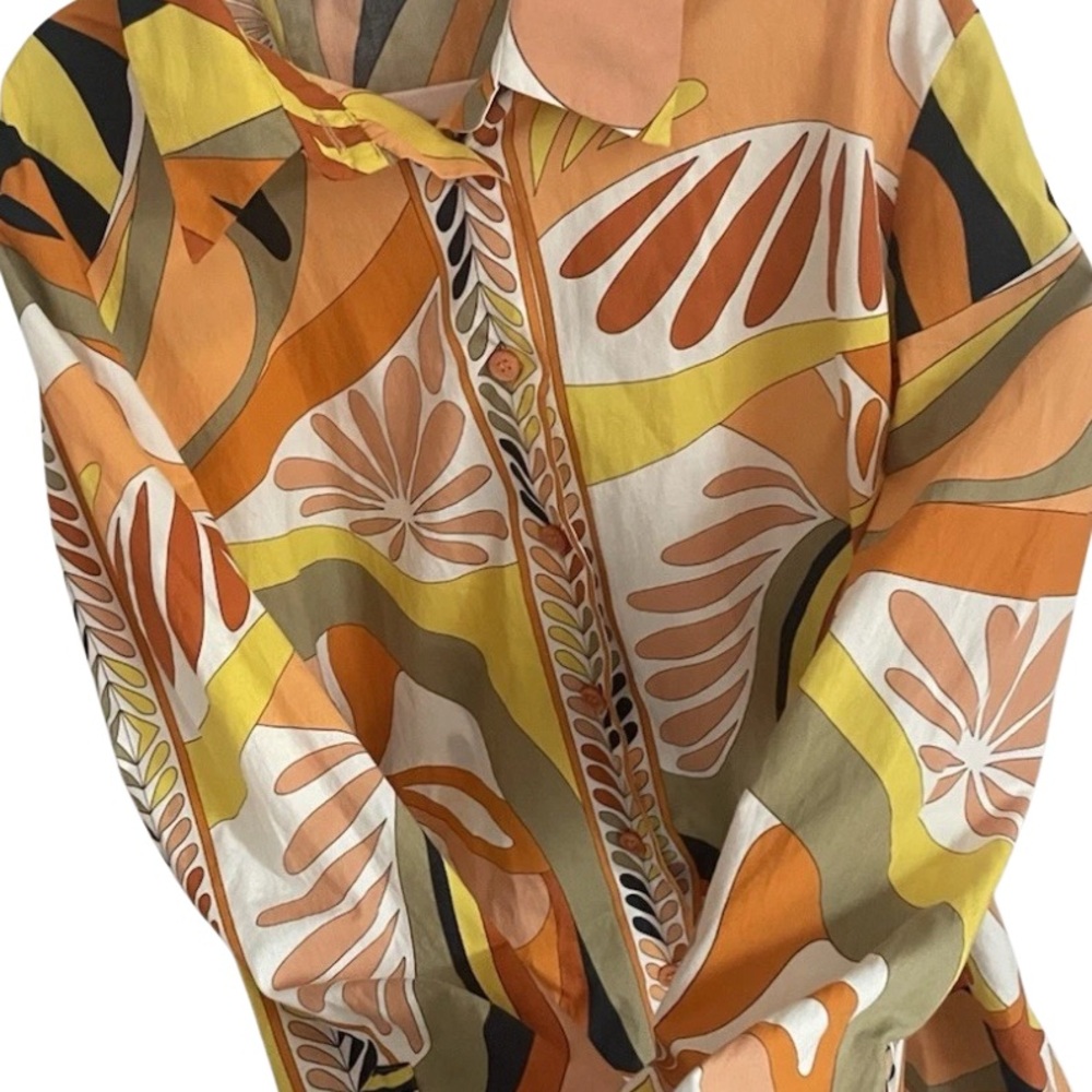 Not for sale ZARA Shirt Abstract Retro Print Button Down Shirt (item #A16) - Picture 12 of 13